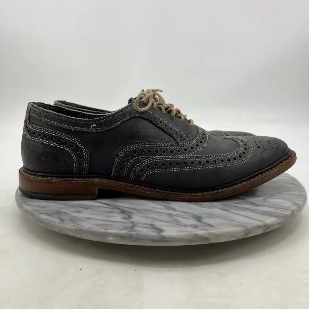 Allen Edmonds Mens 10.5 Shoe Chalkboard Gray Leather Neumok Wingtip Oxford Dress